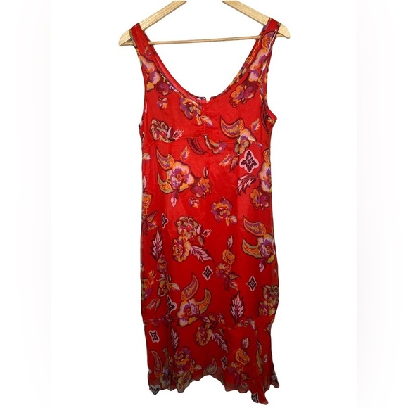 Oui Paisley Print Red Midi Silk Dress - Picture 2 of 11